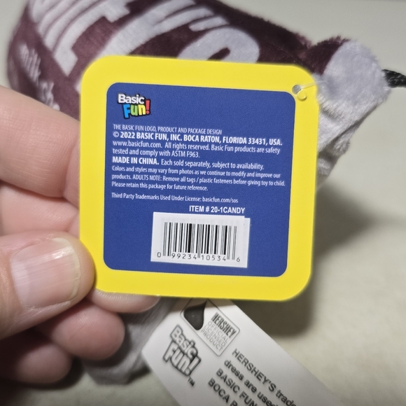 Snack On Snacks Hersheys Chocolate Bar  8” Plush Bean Bag NEW With Tags Candy - Picture 9 of 12